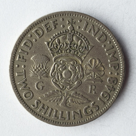 Монета два шиллинга, Великобритания, 1948г.